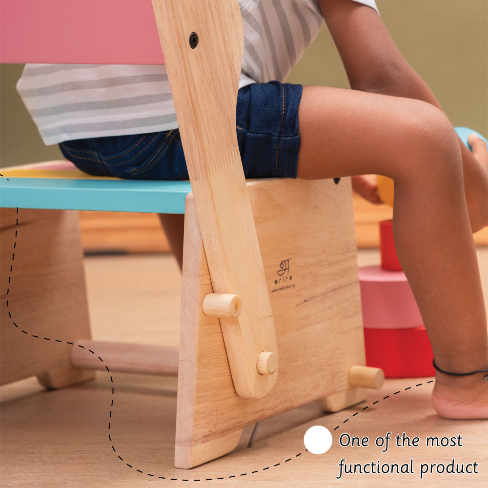 Wooden Convertible Step Stool and Chair 001